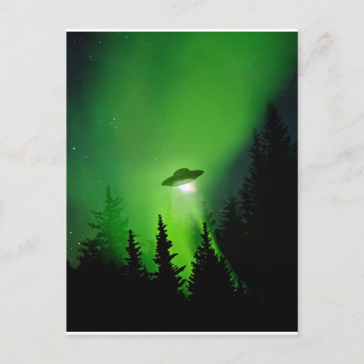 UFO mit Nordlicht Postkarte (Vorderseite)
