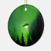 UFO mit Nordlichtern Keramikornament (Links)