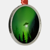 UFO mit Nordlichtern Silbernes Ornament (Rechts)