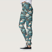 UFO Muster Retro Stil. D Gray BG Leggings (Links)
