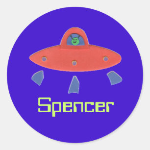 UFO-Namensaufkleber -- zur Personalisierung Runder Aufkleber