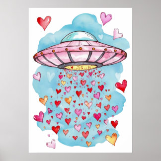 UFO of Liebe - Herzduschplakat Poster