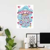 UFO of Liebe - Herzduschplakat Poster (Heimbüro)