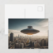 UFO Over City Postkarte (Vorne/Hinten)