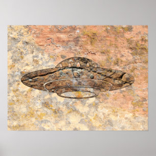 UFO Petroglyph - Talking Canyons, New Mexico Poster