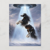 UFO picking up a Spotted Gypsy Vanner Horse Postkarte (Vorderseite)