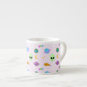 UFO, Planeten, Sterne & Galaxie Nahtloses Design Espressotasse (Vorderseite Rechts)