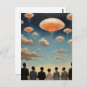 UFO Qualle im Himmel Postkarte (Vorne/Hinten)