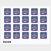 UFO Rainbow Sloth Quadratischer Aufkleber (Blatt)