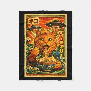Ufo-Ramen-Katze-Meme japanisch vintage 80er Grafik Fleecedecke