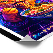 Ufo Ramen Katze Meme Retro Synthwave 80er Grafik Poster (Ecke)