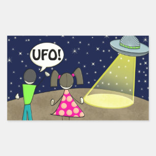 UFO RECHTECKIGER AUFKLEBER