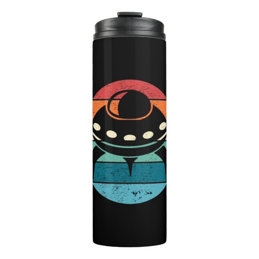 UFO Retro Sonnenuntergang Thermosbecher (Vorderseite)