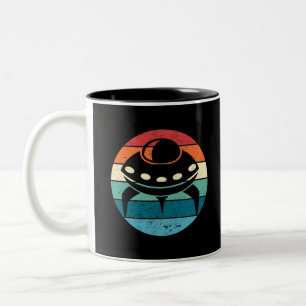 UFO Retro Sonnenuntergang Zweifarbige Tasse