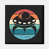 UFO Retro Sunset Magnet (Vorne)