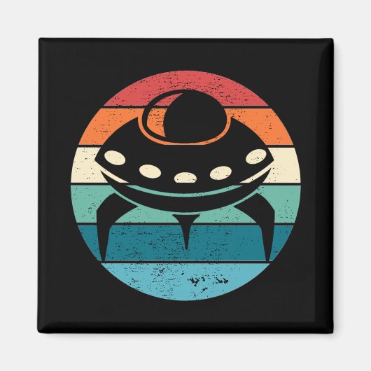 UFO Retro Sunset Magnet (Vorne)