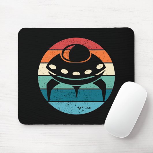 UFO Retro Sunset Mousepad (Mit Mouse)