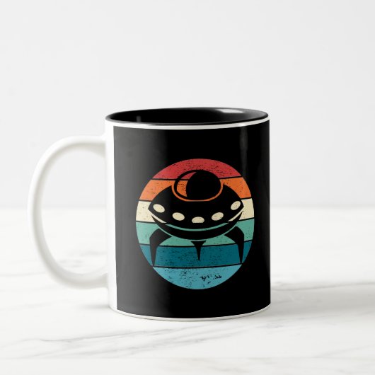 UFO Retro Sunset Zweifarbige Tasse (Links)