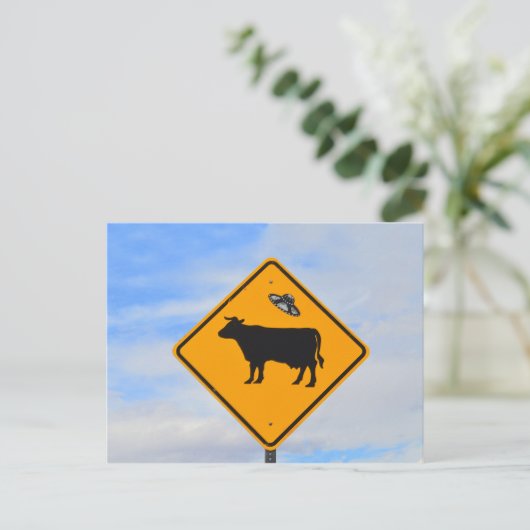 UFO Rind Crossing Sign in New Mexico Postkarte (Stehend Vorderseite)