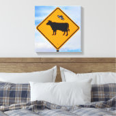 UFO Rind Crossing Sign Leinwanddruck (Insitu (Schlafzimmer))
