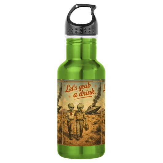 UFO Roswell 40-50s Edelstahlflasche (Vorderseite)