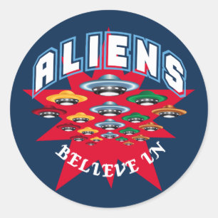 UFO RUNDER AUFKLEBER