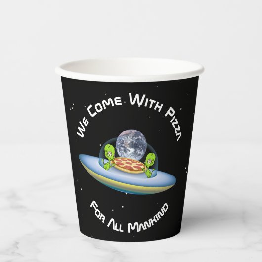 UFO Saucer Außerirdischen Pizza auf Erden liefern Pappbecher (Vorderseite)