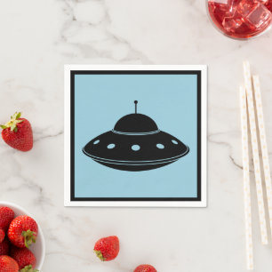 UFO Sci Fi Flying Saucer Cocktail Serviette