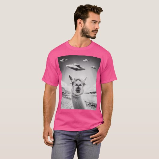 Ufo Selfie Llama T-Shirt (Vorne ganz)