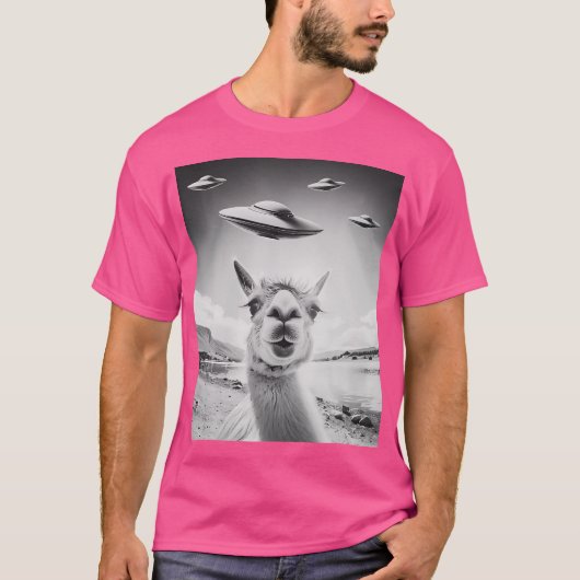 Ufo Selfie Llama T-Shirt (Vorderseite)
