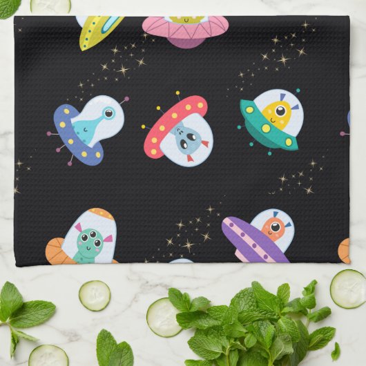 UFO SHIPS PATTERN GESCHIRRTUCH (Gefaltet)