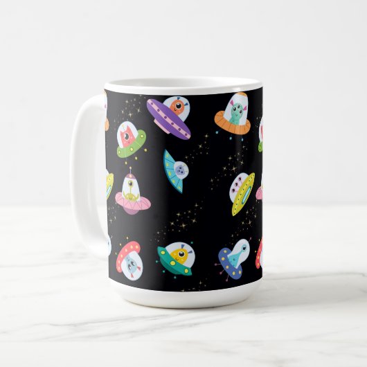 UFO SHIPS PATTERN KAFFEETASSE (Vorderseite Links)
