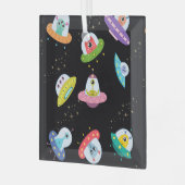 UFO SHIPS PATTERN ORNAMENT AUS GLAS (Vorderseite links)