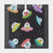UFO SHIPS PATTERN ORNAMENT AUS GLAS (Vorderseite)