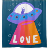 UFO Space Alien verbreitet LIEBE-Raumschiff Duschvorhang (Vorderseite)