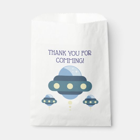 UFO Space Birthday party Geschenktütchen (Vorderseite)