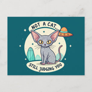 UFO-Sphynx-Katze-Beurteilung Sarkastische Cartoon- Postkarte
