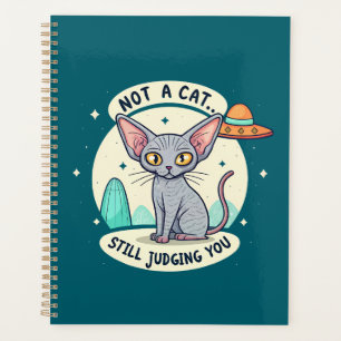 UFO-Sphynx-Katze sarkastische Cartoon-Kunst beurte Planer