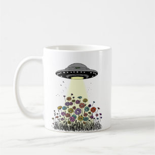 UFO strahlt Blumen ein Kaffeetasse