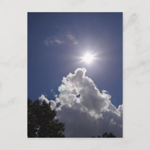 UFO Sunburst Fluffy White Clouds Postkarte