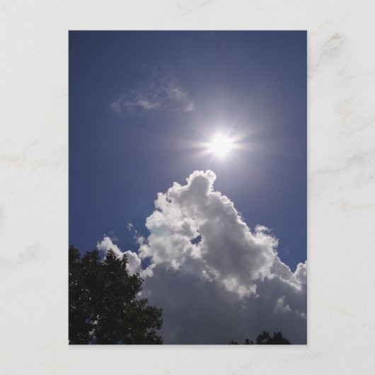 UFO Sunburst Fluffy White Clouds Postkarte (Vorderseite)