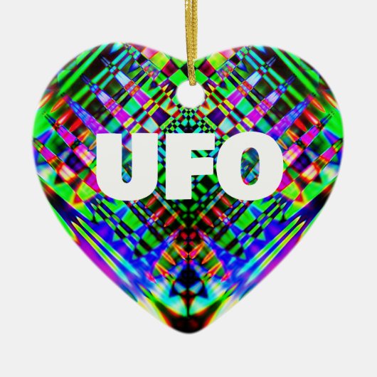 UFO (Text bearbeiten) Herz-geformt Ornament (Vorne)