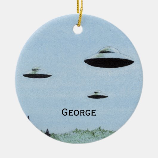 UFO-Trio Keramik Ornament (Vorne)