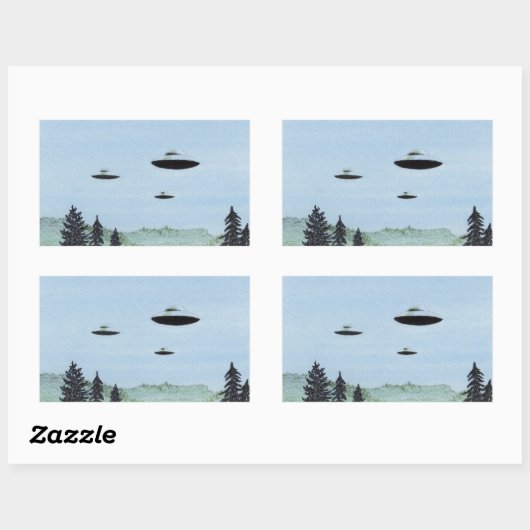 UFO Trio Rechteckiger Aufkleber (Blatt)