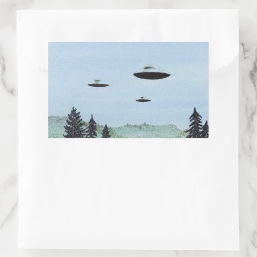 UFO Trio Rechteckiger Aufkleber (Tasche)