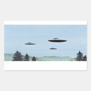UFO Trio Rechteckiger Aufkleber