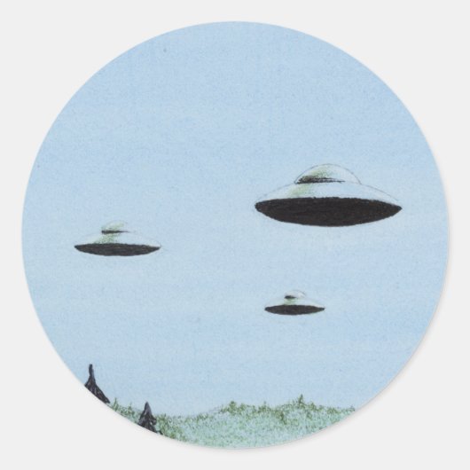 UFO Trio Runder Aufkleber (Vorderseite)