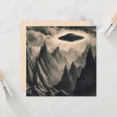 UFO über Berge Fliegender Saucer-Space-Außerirdisc Karte (Vorderseite/Rückseite Beispiel)