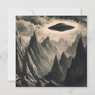 UFO über Bergen Fliegende Untertasse Außerirdische Karte