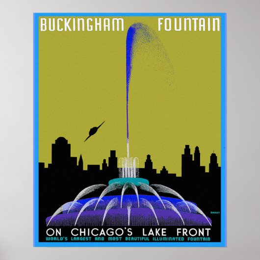 UFO über Chicago - Buckingham Fountain Poster (Vorne)
